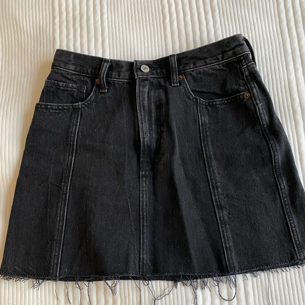 Black denim skirt